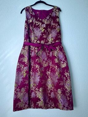 ✨New✨ Yans NY Vintage Floral Jacquard Sheath Dress Sleeveless Occasion Dress, L
